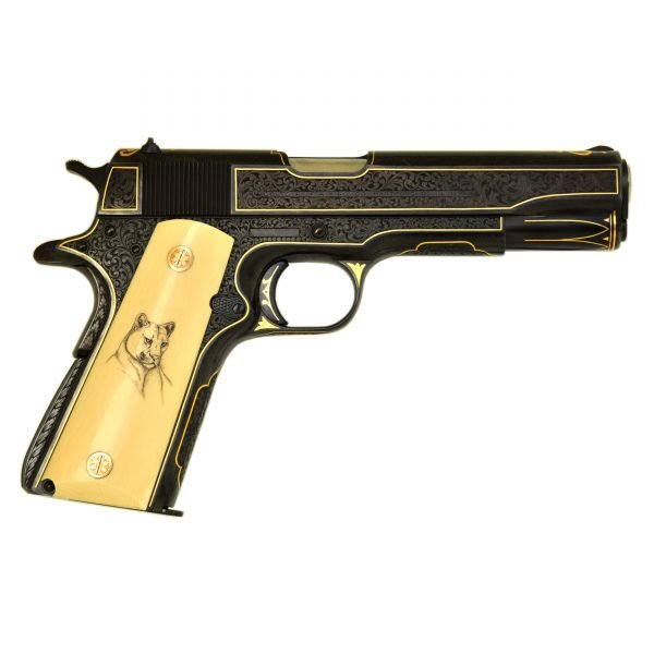 Colt 1911 A1 Government Lux Gravür .45 ACP - Yarı Otomatik Tabanca - 7+1 Kapasite - Altın Kakma Derin Gravür - Fildişi Kabze - 5" namlu - 1.100 gr (boş) -2-