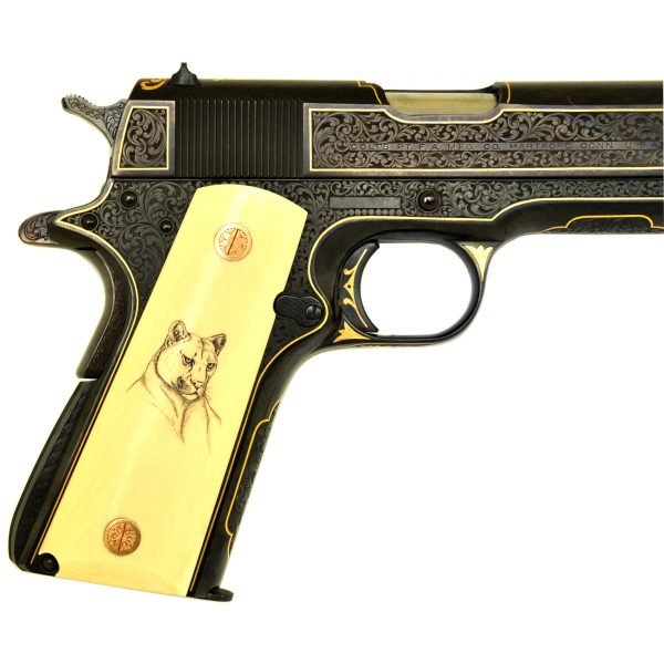 Colt 1911 A1 Government Lux Gravür .45 ACP - Yarı Otomatik Tabanca - 7+1 Kapasite - Altın Kakma Derin Gravür - Fildişi Kabze - 5" namlu - 1.100 gr (boş) -3-