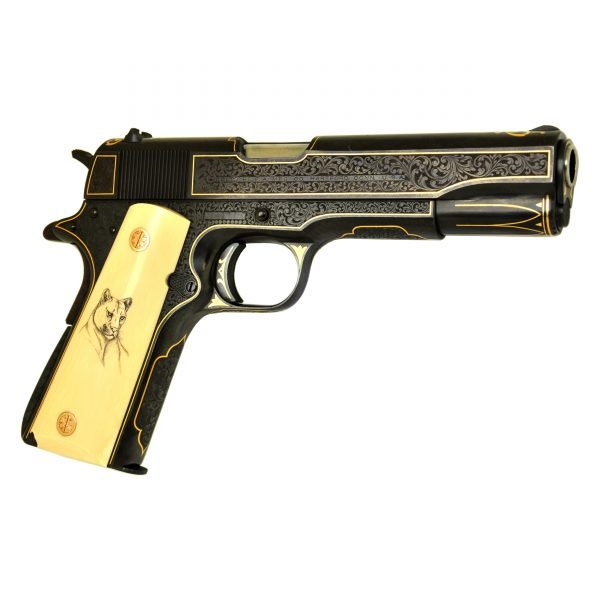 Colt 1911 A1 Government Lux Gravür .45 ACP - Yarı Otomatik Tabanca - 7+1 Kapasite - Altın Kakma Derin Gravür - Fildişi Kabze - 5" namlu - 1.100 gr (boş) -4-