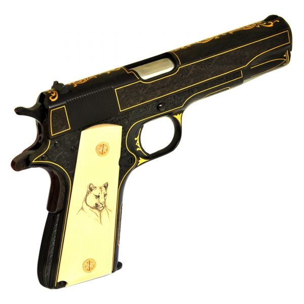 Colt 1911 A1 Government Lux Gravür .45 ACP - Yarı Otomatik Tabanca - 7+1 Kapasite - Altın Kakma Derin Gravür - Fildişi Kabze - 5" namlu - 1.100 gr (boş) -6-